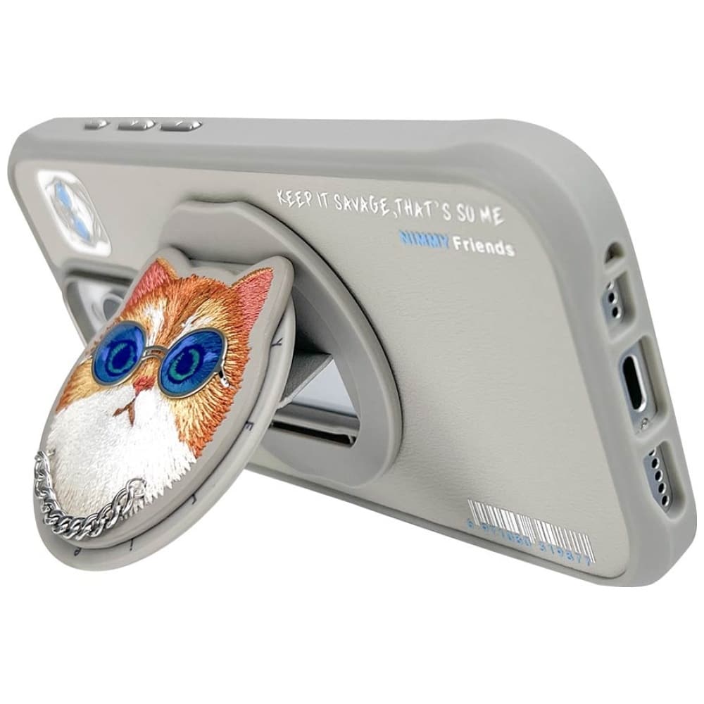 Nimmy Glasses Cool Cat MagSafe - θήκη για Apple iPhone 16 Pro Max - Γκρι - Image 5