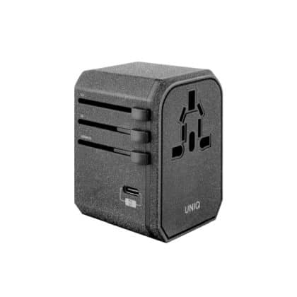 UNIQ Voyage World Adapter 33W + 2xUSB + PD 18W + QC 3.0 γκρι/charcoal grey (LITHOS Collective)