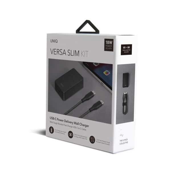 UNIQ Φορτιστής δικτύου Versa Slim USB-C PD 18W + καλώδιο USB-C σε USB-C μαύρο/χακί μαύρο (LITHOS Collective) - Image 7