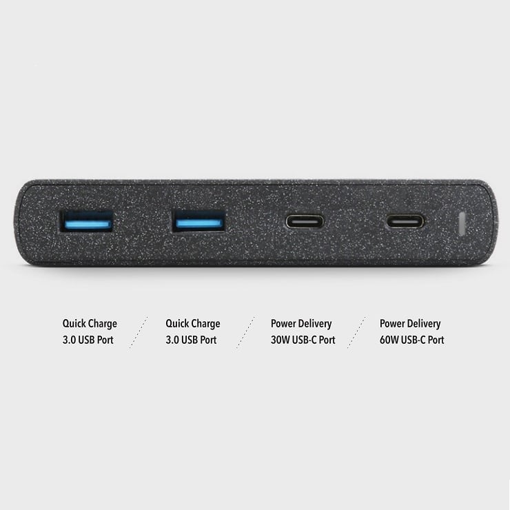 UNIQ HUB Surge 90W μαύρος / charcoal black 2xUSB Quick Charge 3.0 + 2xUSB-C PD 3.0 (LITHOS Collective) - Image 2