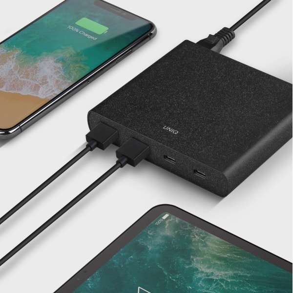 UNIQ HUB Surge 90W μαύρος / charcoal black 2xUSB Quick Charge 3.0 + 2xUSB-C PD 3.0 (LITHOS Collective) - Image 5