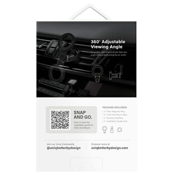 UNIQ μαγνητική βάση αυτοκινήτου Trelix Car Air Vent Mount μαύρη/μεσονύκτιο μαύρο - Image 7