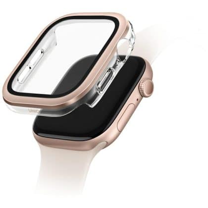 UNIQ Θήκη για Apple Watch Series 10 46mm με γυαλί σκληρυμένο ροζ-χρυσό