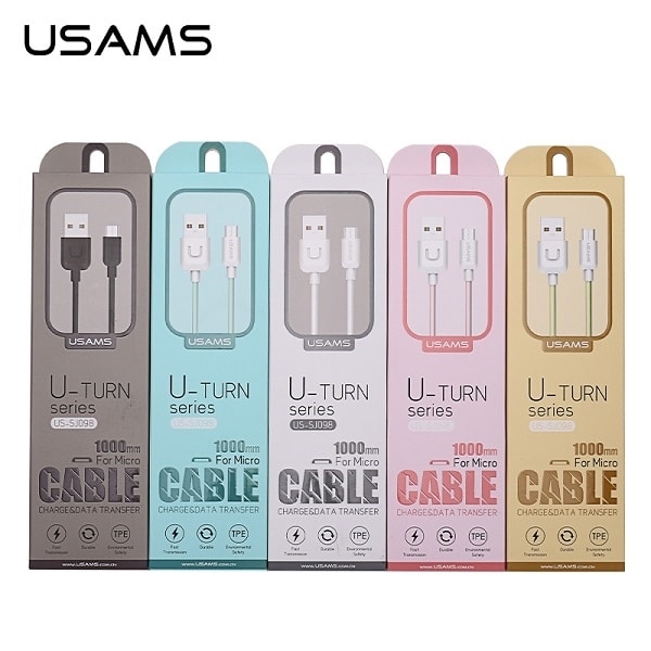 USAMS Καλώδιο U-Turn microUSB 1m λευκό/white 2A MICUSBXD02 (US-SJ098) - Image 2