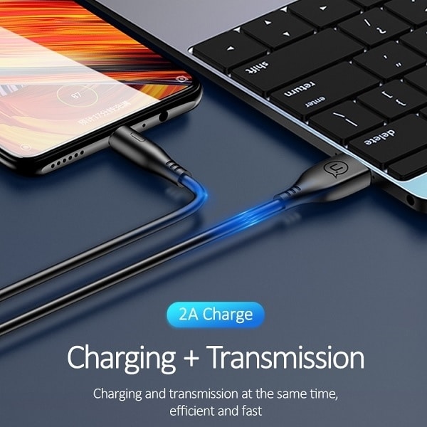 USAMS Καλώδιο U18 microUSB 2A Γρήγορη Φόρτιση 1m μαύρο - Image 3