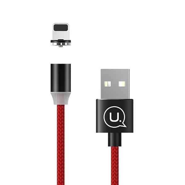 USAMS Καλώδιο μαγνητικό U-Sure lightning 1m 2.1A πλεγμένο κόκκινο - Image 2