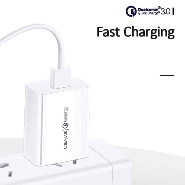 USAMS Φορτιστής δικτύου 1xUSB T22 18W 3A QC3.0 (μόνο κεφαλή) Γρήγορη φόρτιση λευκό - Image 3