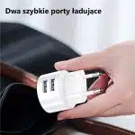 USAMS Φορτιστής δικτύου 2xUSB T20 2,1A USB-C λευκός/white round Fast Charging XTXLOGT18TC05 - Image 2