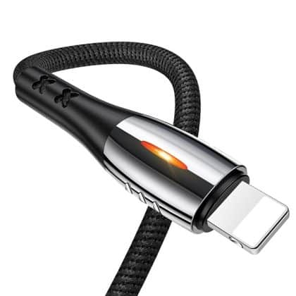 USAMS Καλώδιο πλεγμένο U-Tone lightning 1.2m Power-off 2A Γρήγορη φόρτιση μαύρο
