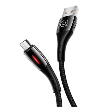 USAMS Καλώδιο πλεγμένο U-Tone microUSB 1.2m Power-off 2A Γρήγορη φόρτιση μαύρο