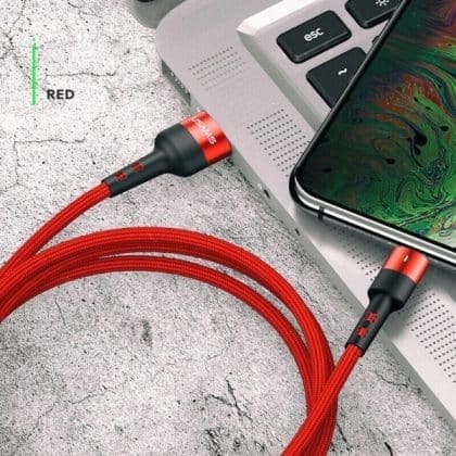USAMS Καλώδιο πλεγμένο U26 microUSB 1m 1τμχ. για σετ 2A Γρήγορη Φόρτιση κόκκινο
