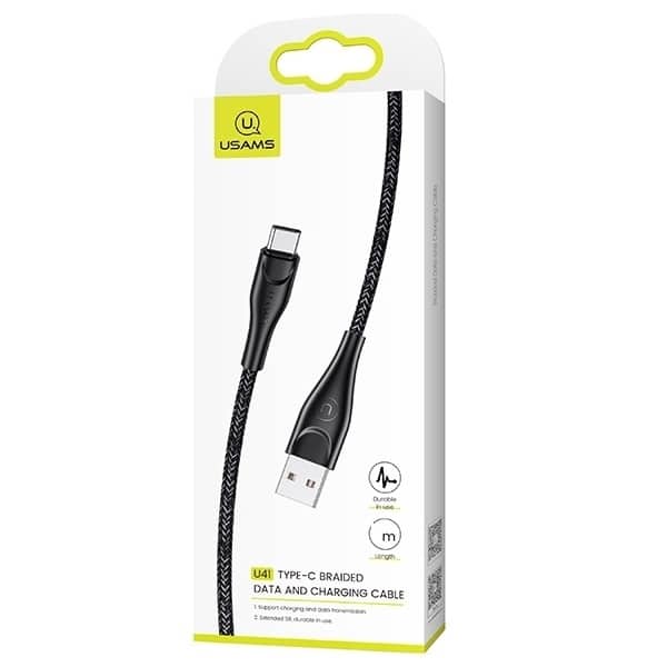 USAMS Καλώδιο πλεγμένο U41 USB-C 1m 2A μαύρο - Image 2