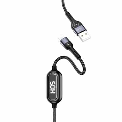 USAMS Καλώδιο πλεγμένο U48 lightning 1,2m 2A Γρήγορη φόρτιση LED μαύρο