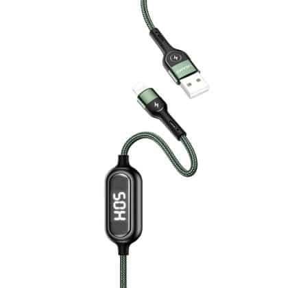 USAMS Καλώδιο πλεγμένο U48 lightning 1,2m 2A Γρήγορη φόρτιση LED πράσινο