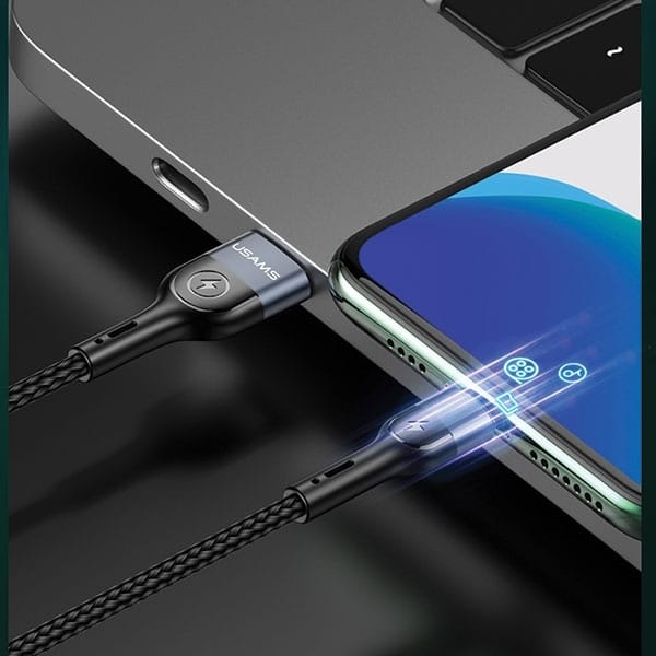 USAMS Καλώδιο πλεγμένο U48 lightning 1,2m 2A Γρήγορη φόρτιση LED πράσινο - Image 9