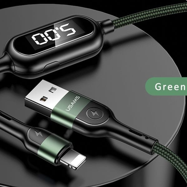 USAMS Καλώδιο πλεγμένο U48 lightning 1,2m 2A Γρήγορη φόρτιση LED πράσινο - Image 11