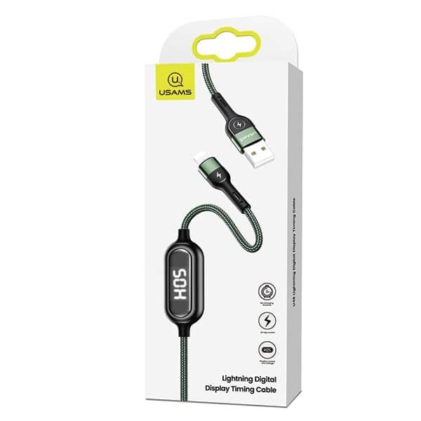 USAMS Καλώδιο πλεγμένο U48 lightning 1,2m 2A Γρήγορη φόρτιση LED πράσινο - Image 12