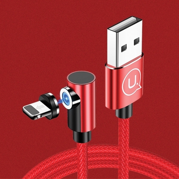 USAMS Καλώδιο Lightning 1m γωνιακό μαγνητικό κόκκινο/red SJ444USB02 (US-SJ444) - Image 2