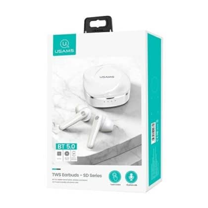 USAMS Ακουστικά Bluetooth 5.0 TWS SD σειράς ασύρματα λευκό/white BHUSD01