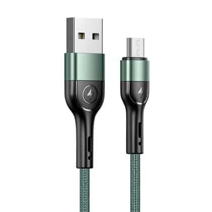 USAMS Καλώδιο πλεγμένο U55 2A micro USB 1m πράσινο