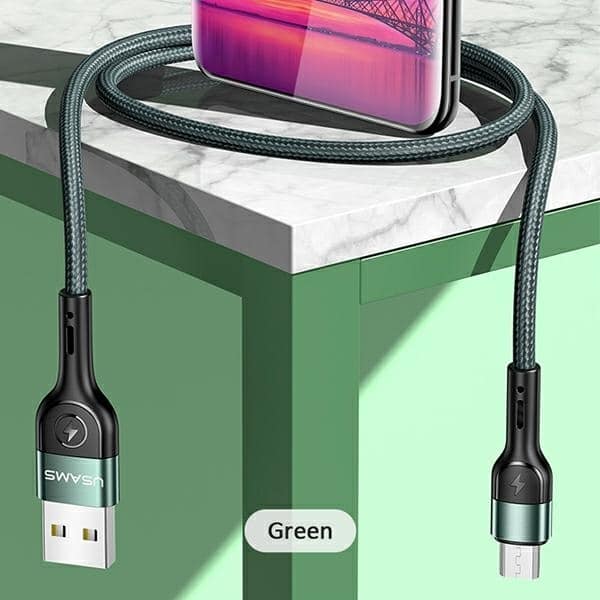 USAMS Καλώδιο πλεγμένο U55 2A micro USB 1m πράσινο - Image 6