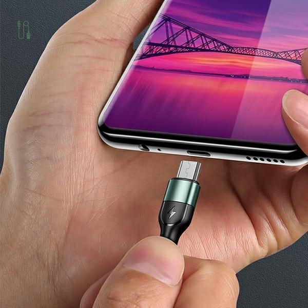 USAMS Καλώδιο πλεγμένο U55 2A micro USB 1m πράσινο - Image 4