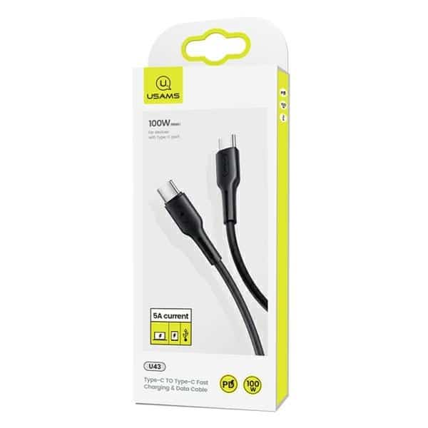 USAMS Καλώδιο U43 USB-C σε USB-C 100W PD Γρήγορη Φόρτιση 5A 1.2m μαύρο - Image 4