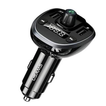 USAMS Σετ hands-free C21 με FM transmitter, Bluetooth 5.0, MP3, 2xUSB 3,4A μαύρο