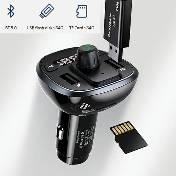 USAMS Σετ hands-free C21 με FM transmitter, Bluetooth 5.0, MP3, 2xUSB 3,4A μαύρο - Image 14