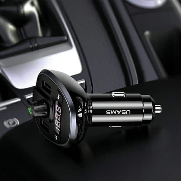 USAMS Σετ hands-free C21 με FM transmitter, Bluetooth 5.0, MP3, 2xUSB 3,4A μαύρο - Image 3