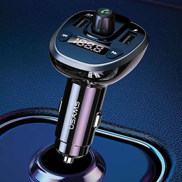 USAMS Σετ hands-free C21 με FM transmitter, Bluetooth 5.0, MP3, 2xUSB 3,4A μαύρο - Image 2