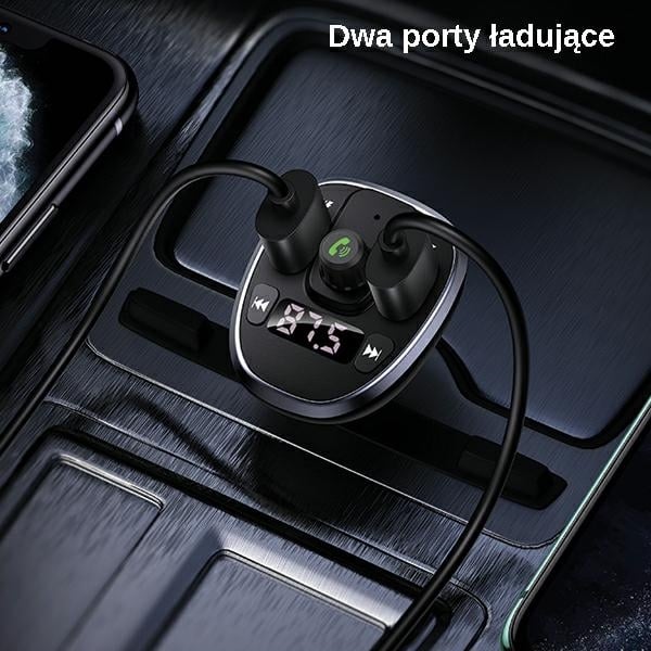 USAMS Σετ hands-free C21 με FM transmitter, Bluetooth 5.0, MP3, 2xUSB 3,4A μαύρο - Image 5