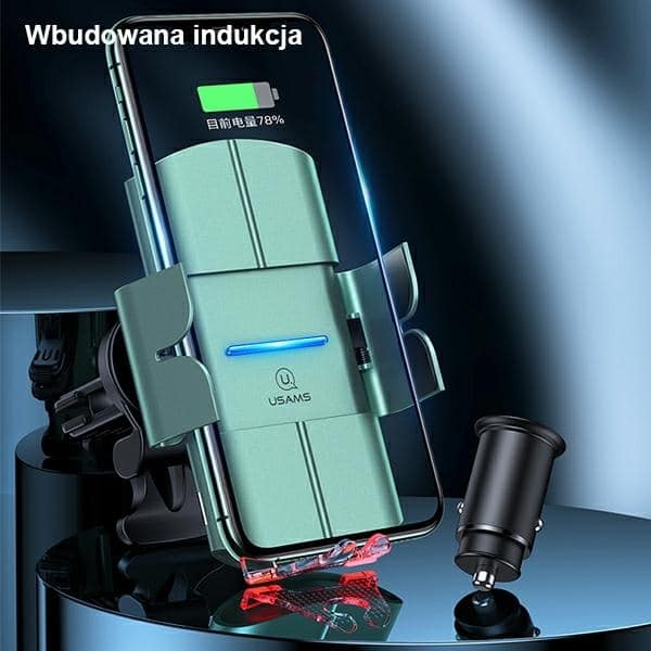 USAMS Αυτόματος ασύρματος φορτιστής US-CD133 10W για αεραγωγό, πράσινος - Image 5