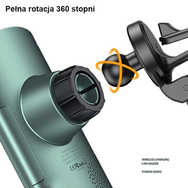 USAMS Αυτόματος ασύρματος φορτιστής US-CD133 10W για αεραγωγό, πράσινος - Image 6