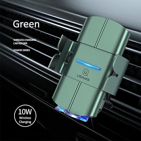 USAMS Αυτόματος ασύρματος φορτιστής US-CD133 10W για αεραγωγό, πράσινος - Image 9