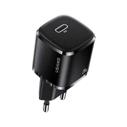 USAMS Φορτιστής δικτύου 1xUSB-C T36 mini 20W (μόνο κεφαλή) PD3.0 Γρήγορη φόρτιση μαύρος