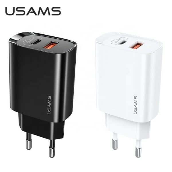 USAMS Φορτιστής δικτύου 1xUSB-C+1xUSB T35 20W (μόνο κεφαλή) PD3.0 +QC3.0 Γρήγορη φόρτιση μαύρος - Image 5