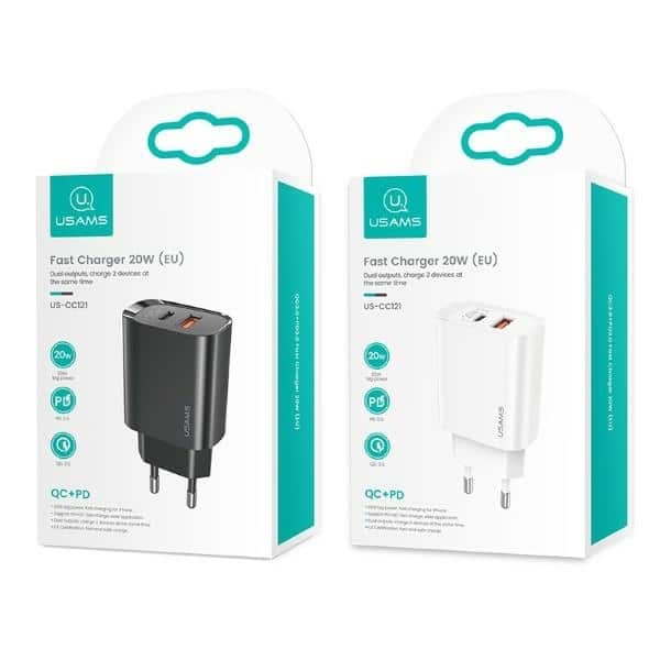 USAMS Φορτιστής δικτύου 1xUSB-C+1xUSB T35 20W (μόνο κεφαλή) PD3.0 +QC3.0 Γρήγορη φόρτιση μαύρος - Image 6