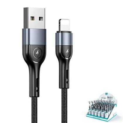 USAMS Καλώδιο πλεγμένο U55 2A lightning 1τμχ για σετ U55 μαύρο/black 1μ SJ448ZJ01 (US-SJ448) SJ448USBSG01