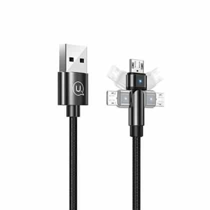 USAMS Καλώδιο πλεγμένο περιστροφικό U60 2A microUSB μαύρο 1m SJ478USB01 (US-SJ478)