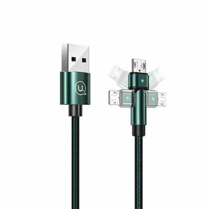 USAMS Καλώδιο πλεγμένο περιστροφικό U60 2A microUSB 1m πράσινο