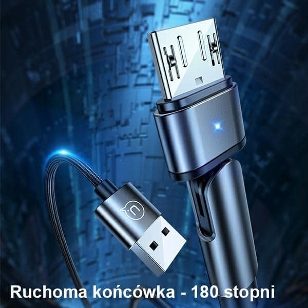 USAMS Καλώδιο πλεγμένο περιστροφικό U60 2A microUSB 1m πράσινο - Image 2