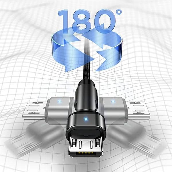 USAMS Καλώδιο πλεγμένο περιστροφικό U60 2A microUSB 1m πράσινο - Image 3