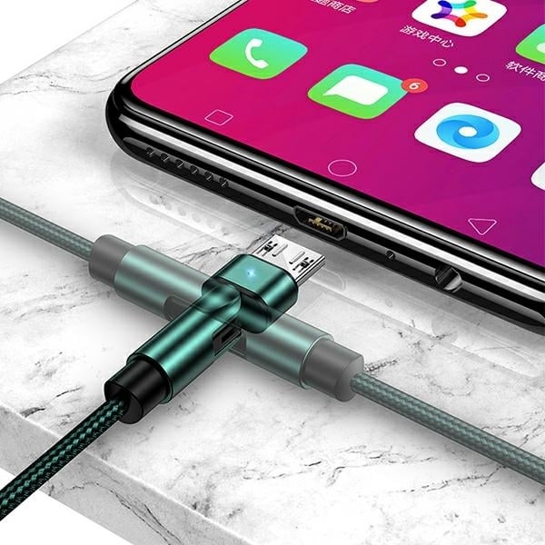 USAMS Καλώδιο πλεγμένο περιστροφικό U60 2A microUSB 1m πράσινο - Image 5