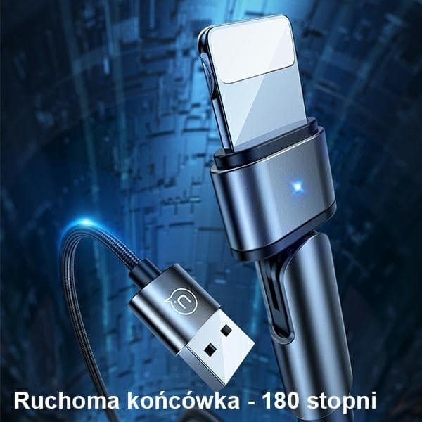 USAMS Καλώδιο πλεγμένο περιστροφικό U60 2A Lightning 1m μαύρο - Image 2