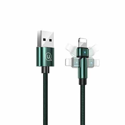 USAMS Καλώδιο πλεγμένο περιστροφικό U60 2A Lightning 1m πράσινο