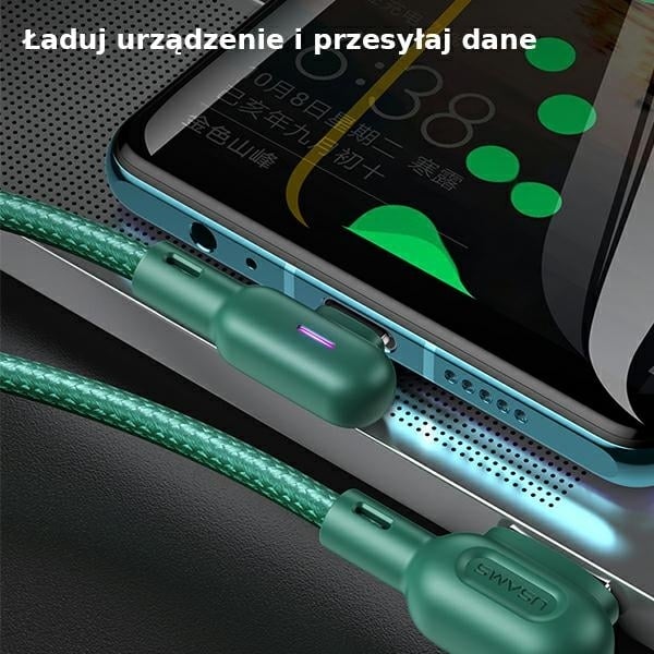 USAMS Καλώδιο MicroUSB 2A 1,2m γωνιακό u57 πράσινο - Image 8