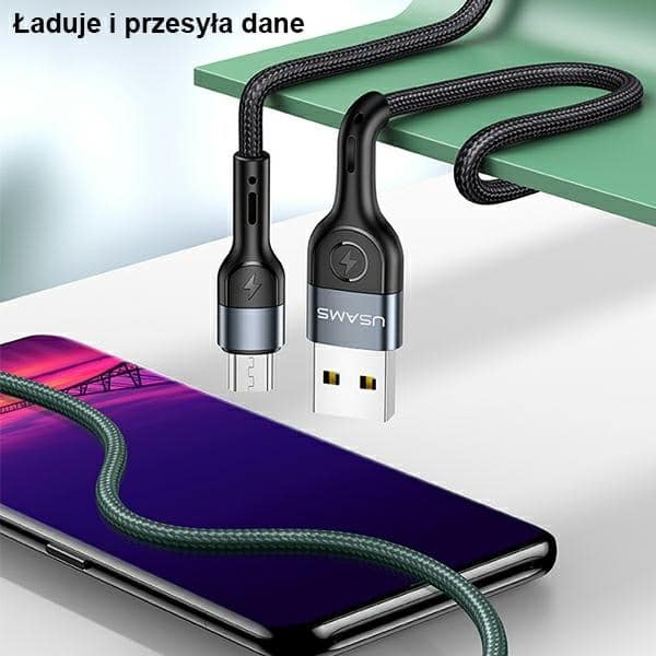 USAMS Καλώδιο πλεγμένο U55 2A micro USB 1τμχ. για σετ U55 πράσινο 1μ SJ450USBSG02 (US-SJ450) - Image 2
