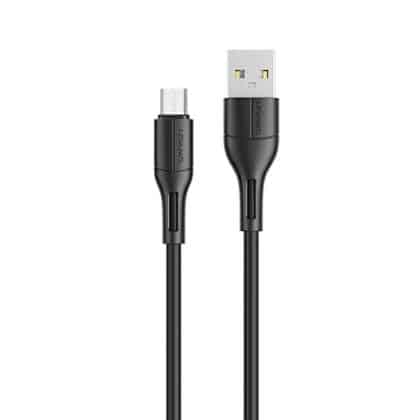 USAMS Καλώδιο U68 microUSB 2A Γρήγορη Φόρτιση 1m μαύρο