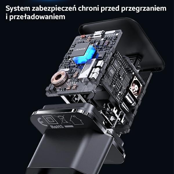 USAMS Φορτιστής δικτύου 1xUSB-C T45 mini 30W (μόνο κεφαλή) PD3.0 Γρήγορη φόρτιση μαύρος/black CC148TC01 (US-CC148) - Image 11